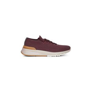 Brunello Cucinelli Men Burgundy Knit And Leather Runners